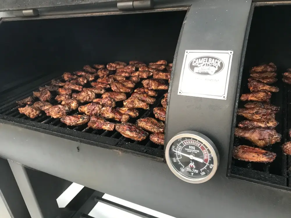 A grill with some meat on it